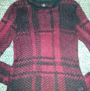 Hot Topic Royal Bones Red & Black Plaid Sweater